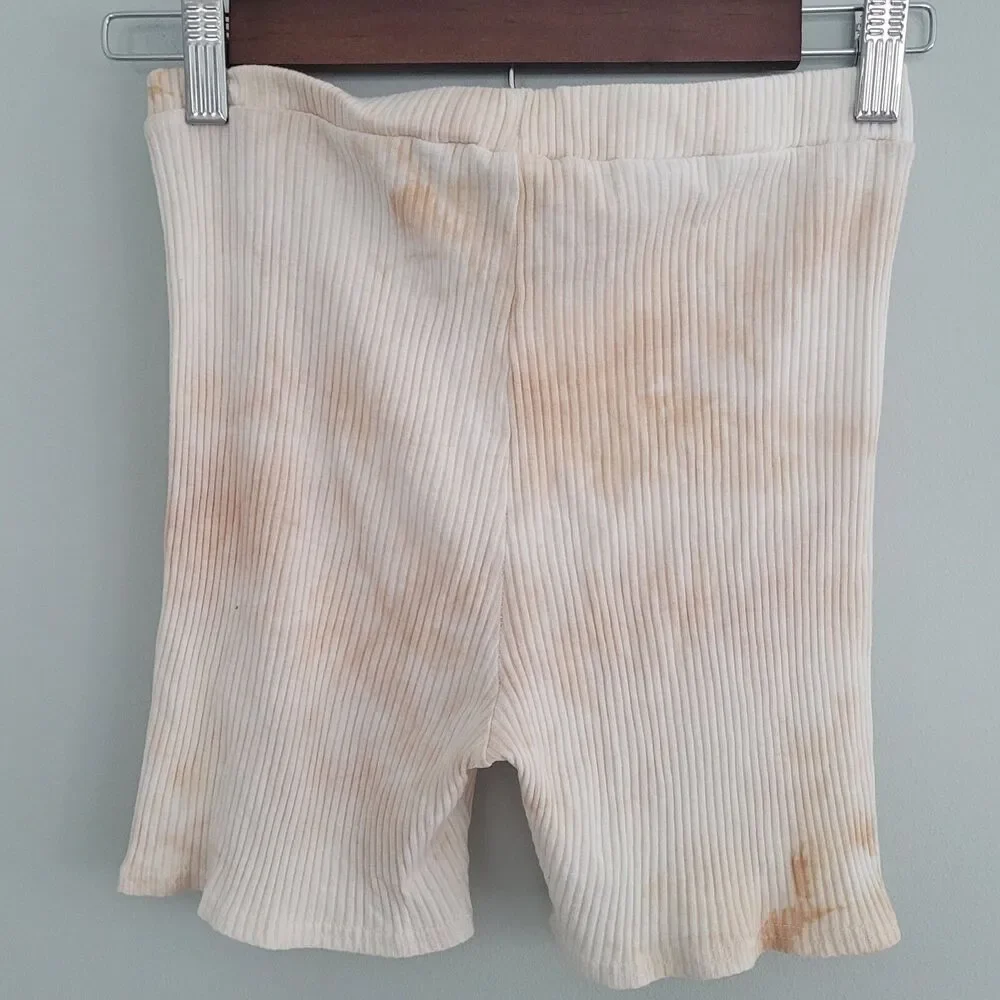 Princess Polly Ribbed Set Crop Top Size 2 Shorts Size 4 Tan Brown Tie Dyed